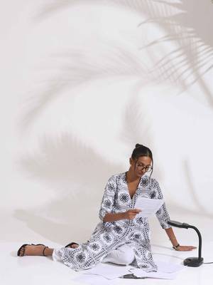 white cotton geometric print angrakha kurta set 7