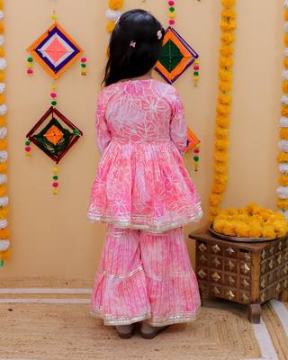pink flower printed sharara set 3