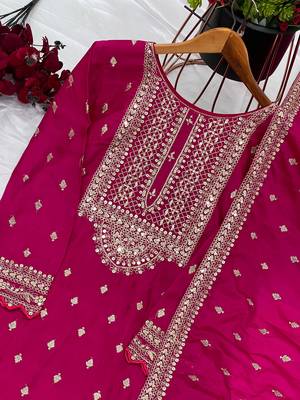 Pink chinon sequin work salwar kameez & dupatta set 3