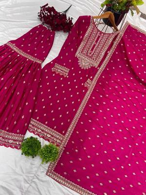 Pink chinon sequin work salwar kameez & dupatta set 4