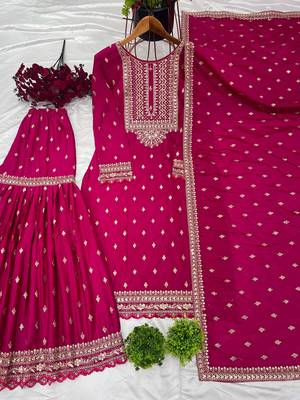 Pink chinon sequin work salwar kameez & dupatta set 5