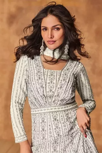 Multicolor georgette anarkali  with dupatta