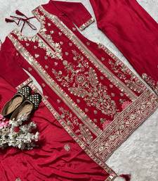 Pink cotton emroidered salwar kameez