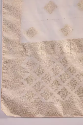 White roman silk  kurta with bottom & dupatta