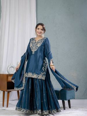 lavender CHINON  Embroidery Work  PARTY WEAR SUIT SET  3