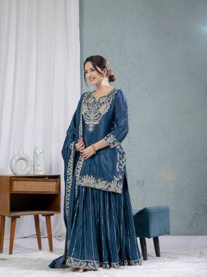 lavender CHINON  Embroidery Work  PARTY WEAR SUIT SET  4