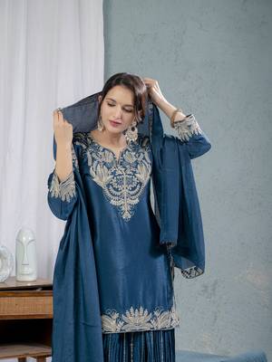 lavender CHINON  Embroidery Work  PARTY WEAR SUIT SET  6