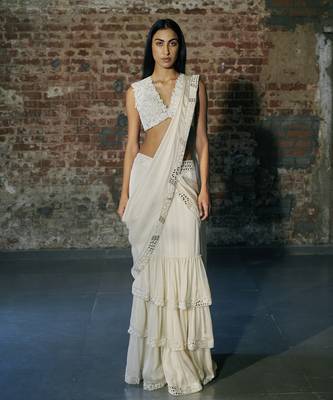 Ivory drape saree 1