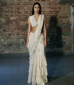 Ivory drape saree