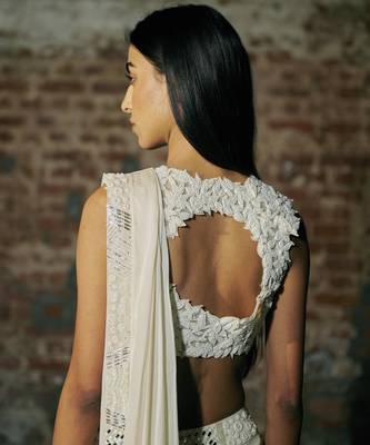 Ivory drape saree 2
