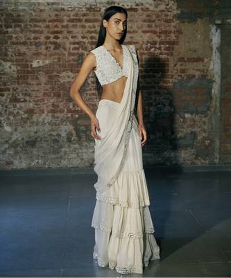 Ivory drape saree 3