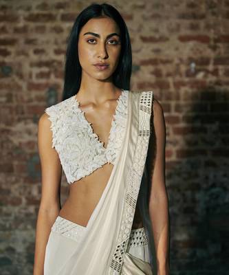 Ivory drape saree 4