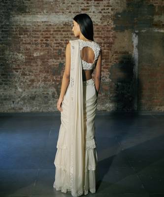 Ivory drape saree 5
