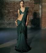Emerald green drape saree