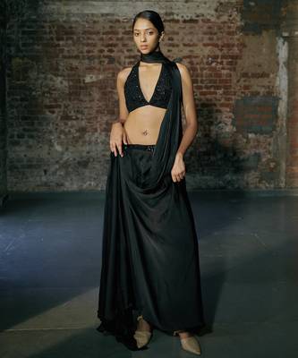Black drape saree 1