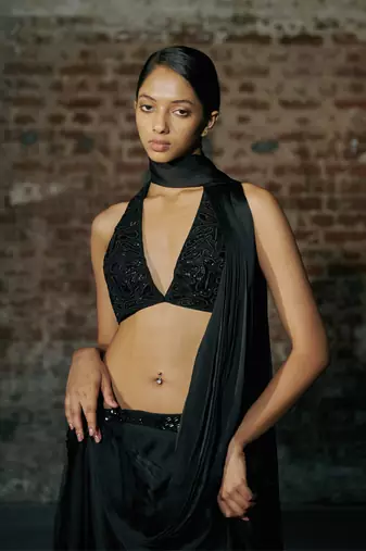 Black drape saree