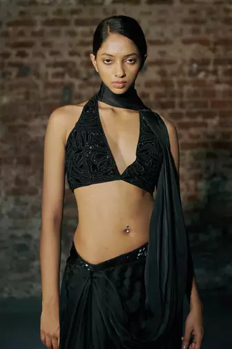 Black drape saree