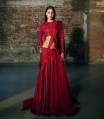 Red drape saree