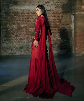Red drape saree 2