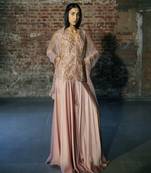 Rose gold sharara with jacket set set