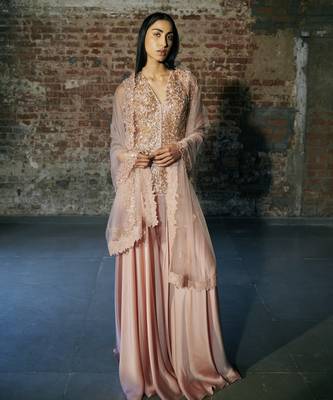 Rose gold sharara with jacket set set 2