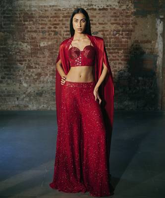 Red sharara set 1