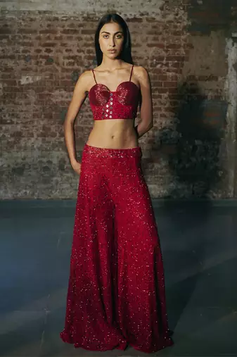 Red sharara set