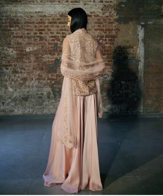 Rose gold sharara with jacket set set 5