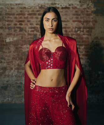 Red sharara set 4
