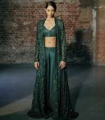 Emerald long sharara with jacket set
