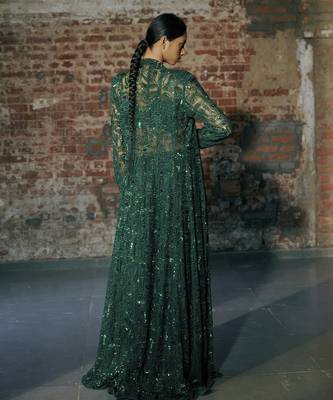 Emerald long sharara with jacket set 2