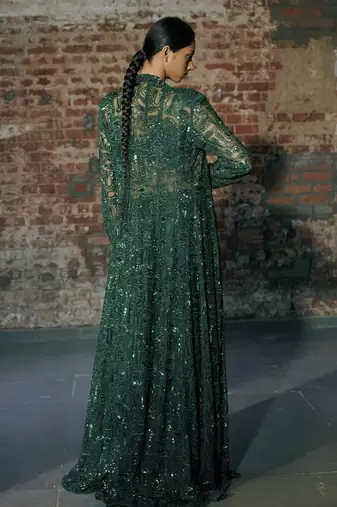 Emerald long sharara with jacket set
