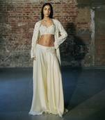 Ivory long sharara with jacket set