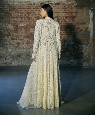 Ivory long sharara with jacket set 4