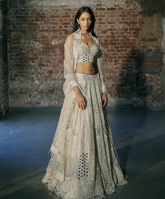 Ivory Swirl Lehenga Set Paird With Blouse And Dupatta 1