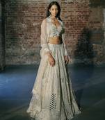 Ivory Swirl Lehenga Set Paird With Blouse And Dupatta