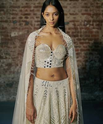 Ivory Swirl Lehenga Set Paird With Blouse And Dupatta 2