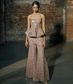 Rose gold peplum kurti with sharara set