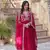 Pink georgette fabric embroidered ceremonial gown with dupatta