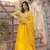 Yellow georgette fabric embroidered ceremonial gown with dupatta