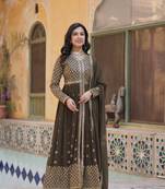 Mahendi georgette fabric sequins embroidered wedding wear dress