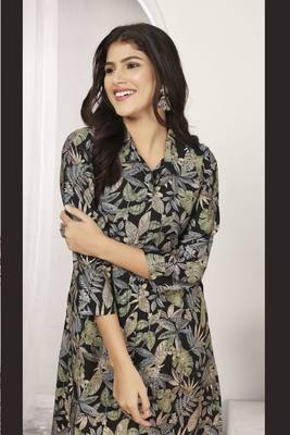 Black chanderi floral printed co-ord set dress 3