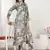 Grey chanderi fabric floral printed co-ord set dress