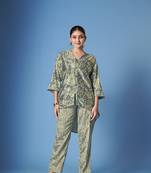 Beautiful grey crepe silk fabric kurta set with scarf for classy looks