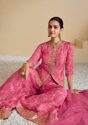 Pink chinon salwar kameez & dupatta suit set 2