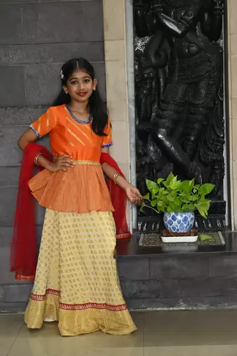 Orange & gold ghagra choli