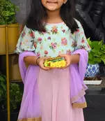 Floral choli with pink skirt