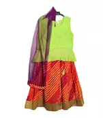 Green top with leheriya skirt