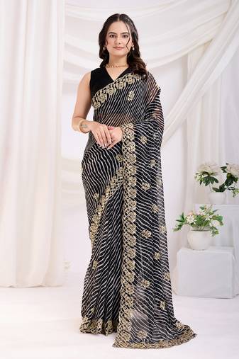 Black georgette c sequins c designer bollywood saree
