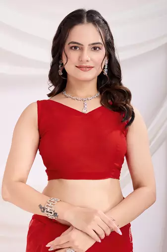Maroon soft net c thread embroidery work girlie partywear saree